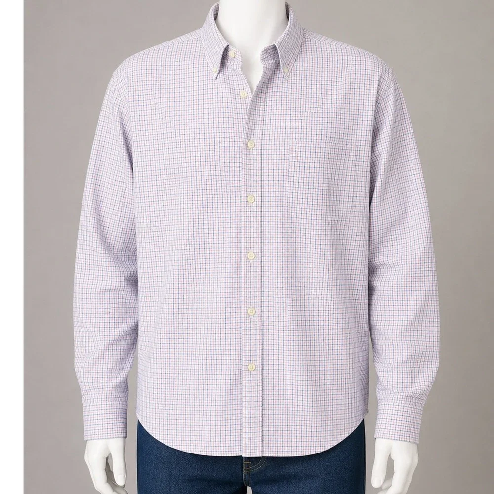 Vintage‎ J. Crew Button Down Shirt XL Purple white stripe Tailored Long Sleeve